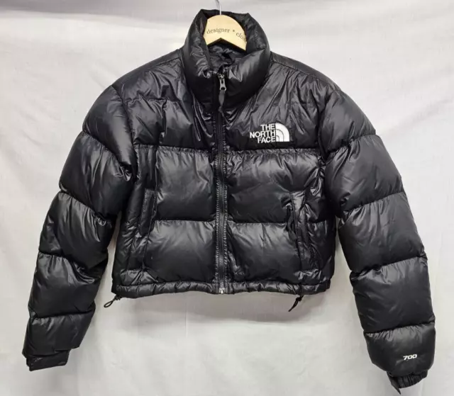 The North FAce Women's Nuptse Short Jacket 700 Down Black Puffer Crop Size S