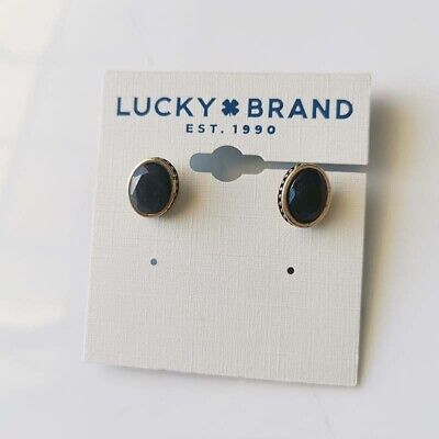 New Lucky Brand Stone Oval Stud Earrings Gift Vintage Lady Party Holiday Jewelry