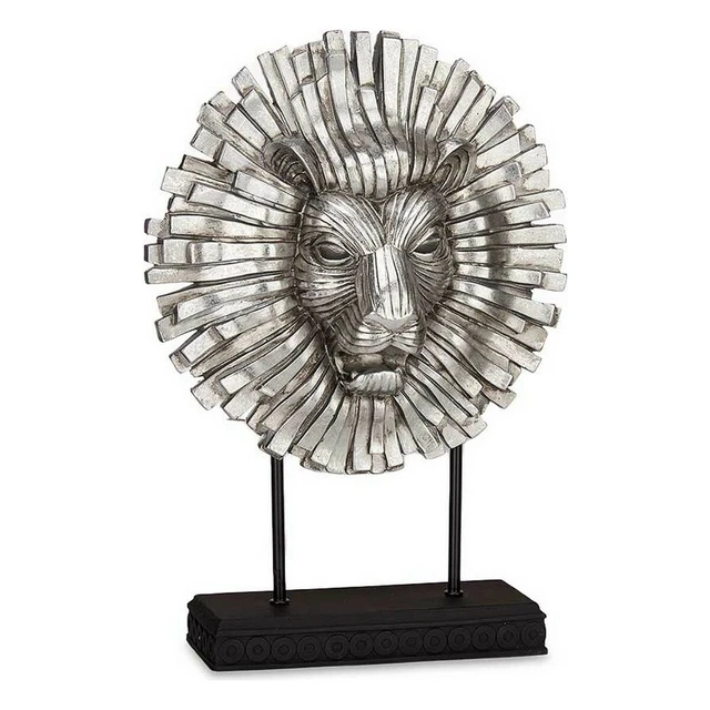 Figura Decorativa León Plateado Poliresina [28 x 38,5 x 11,5 cm]