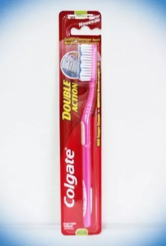 Colgate Double Action Zahnbürste mit Wellenprofil Härtegrad *medium* Farbe rosa