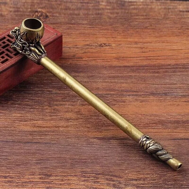 Brass Vintage Tobacco Smoking Pipe Dragon Cigarette Holder Filter Handicraft 801
