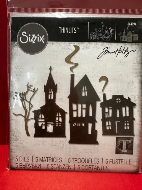 Sizzix Tim Holtz Thinlits Die CIUDAD FANTASMA 664194 Casa Embrujada Halloween Retirado