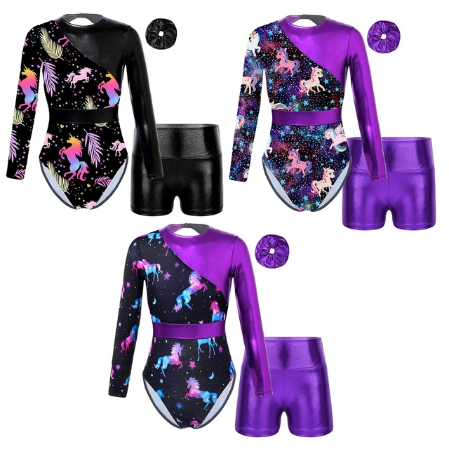 Child Girls Tracksuit Gymnastics Dance Set Kids Outfit Workout Sportswear Yoga