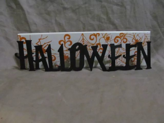 12 " IN Legno Halloween Insegna Ragni & Cobwebs 3D da Parete Nero & Arancione
