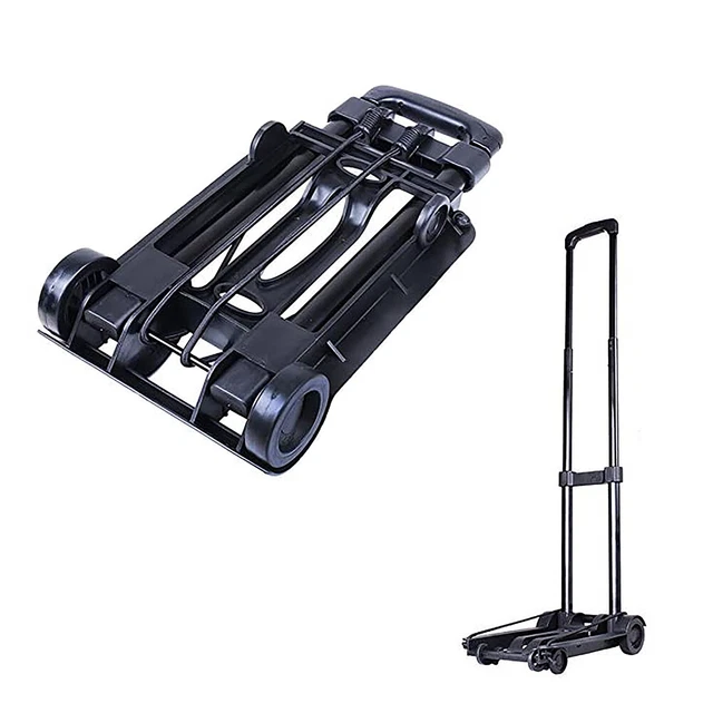 MultiTech Solutions Mini Folding Luggage/Book Trolley, Black 10x9"