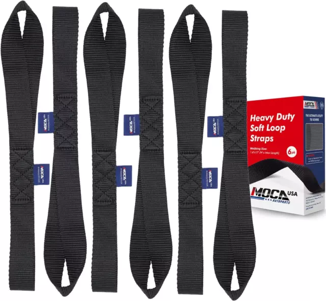 6-Pack Soft Loop Tie down Straps 12000 Lbs Breaking Strength 1.6 X 17 Inches