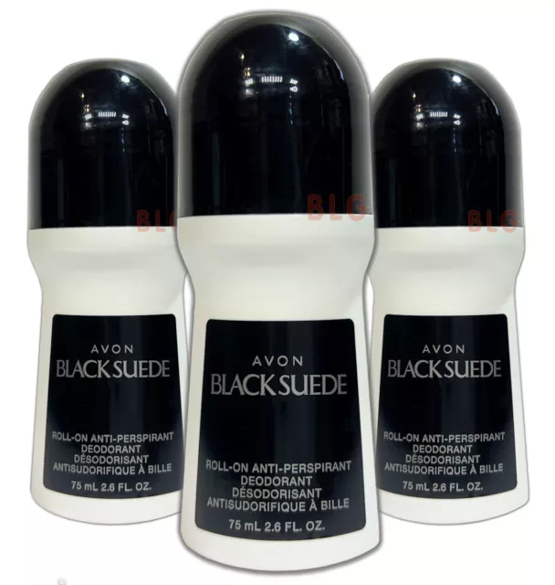 AVON  BLACK SUEDE 24 Hours Original Roll-On Anti-Perspirant Deodorant (3 Pack)