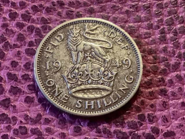 1949 King George VI One Shilling Coin Crown & Lion Great British Coin