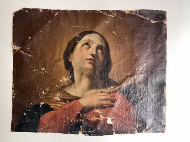 Tableau Ancien Vierge Portrait Femme Italie religieux huile XVII Old Master