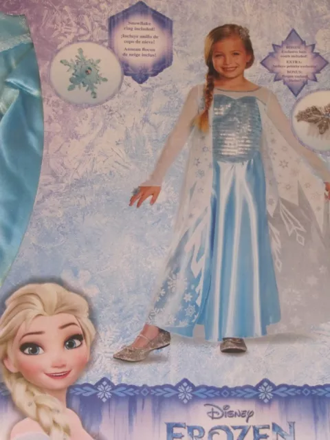 NWT Disney Frozen Deluxe Halloween Costume Elsa Snowflake Dress Cape M 8-10