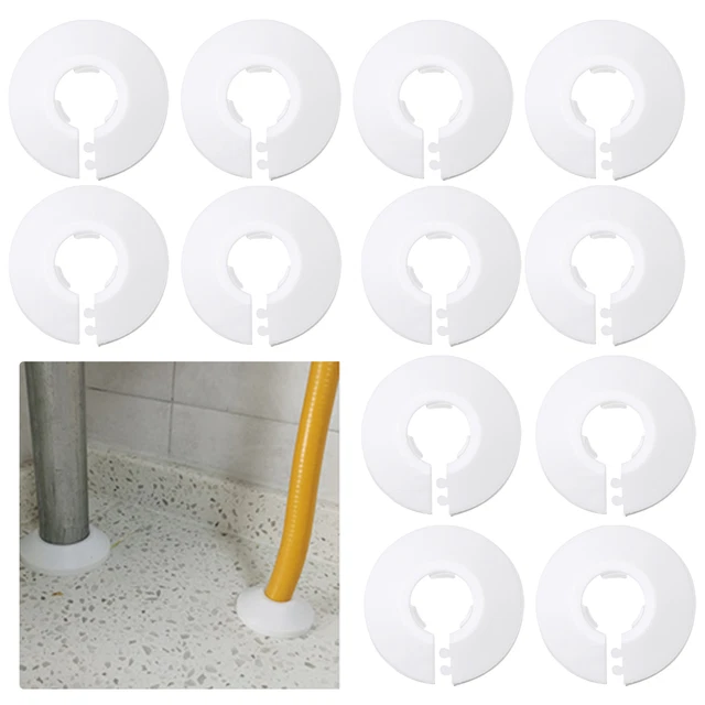 12pcs Easy Install Angle Valve Radiator Pipe Cover White 16mm Duct Tidy Heating