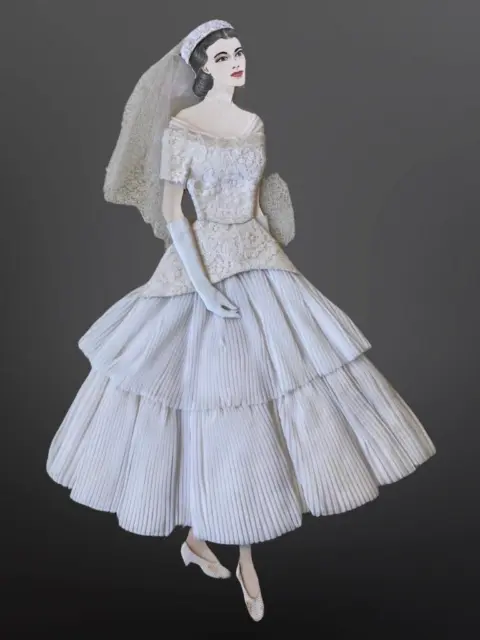 1940's Costume Designer Betty Brader-Ashley Paper Doll Fabric Original 50s BRIDE
