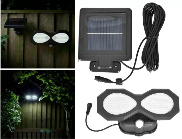 Solar Power LED Security Spotlight PIR Motion Sensor Outdoor Garden Wall Lamp