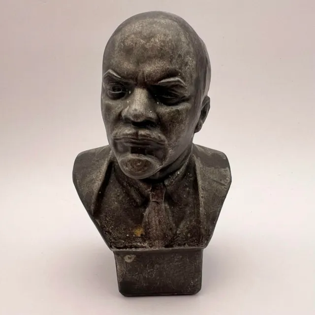 Vintage Cast Metal of Vladimir Lenin Soviet Russian Communist Leader USSR Signed