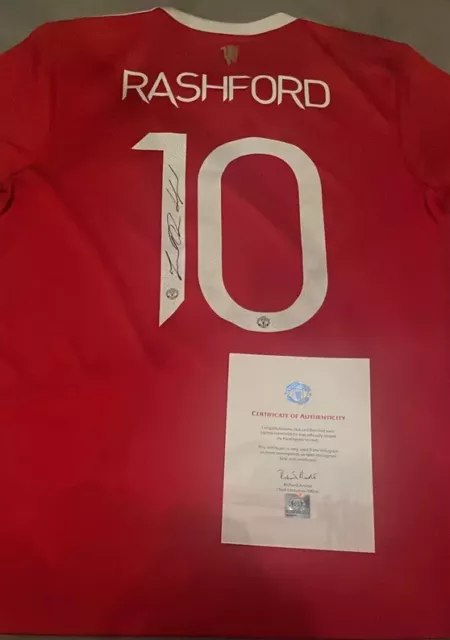 Marcus Rashford Hand Signed Home Shirt Manchester United CLUB COA