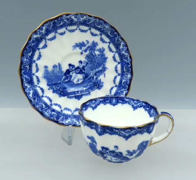 Antico Royal Doulton Porcellana Tazza E Ciotola Blu Bianco Demitasse Graziosa