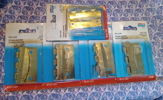 NOS (5-Pk) National Hardware Flip Lock Brass N183-608