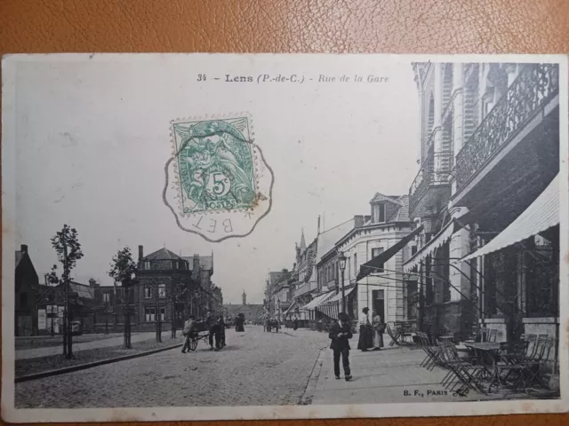 Lens Rue De La Gare Cpa 1907 R3750