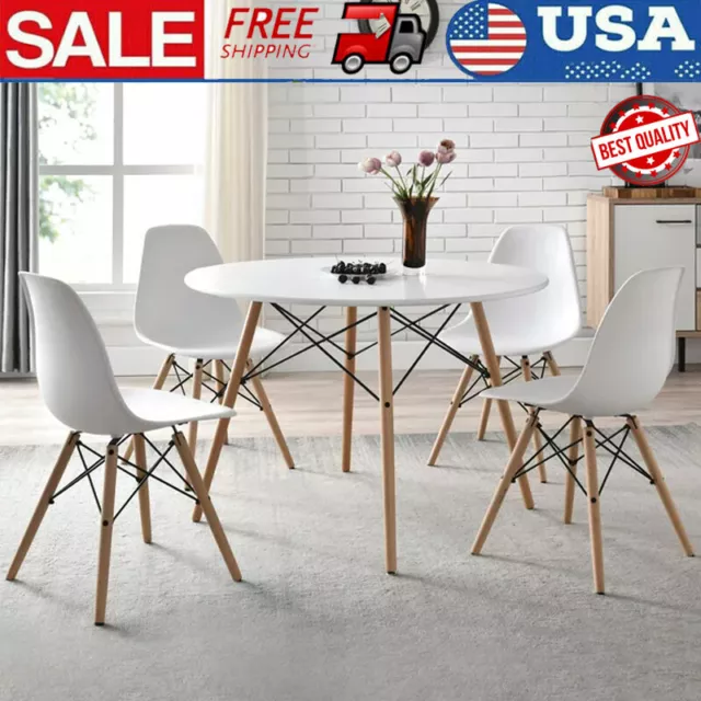 Dining Room Sets Round 42in Table Chair 4 Seater Kitchen Lightweight Indoor New