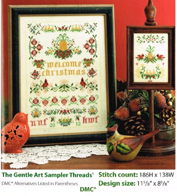 Welcome Christmas Sampler Cross Stitch/Various Stitches Pattern Only   Yd   Erer
