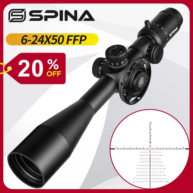 Lunette De Visée Rifle Scope 6-24x50 AO - Grossissement Variable, Objectif 50mm, Réticule éclairé Rouge/vert - Pour Carabine à Air Ou .22