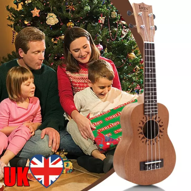 Guitarra pequeña educativa ukelele de madera ukelele de 21 pulgadas para niños y adultos