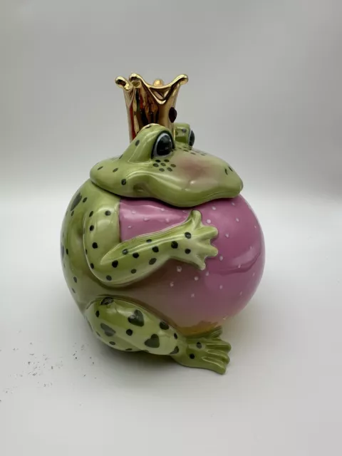 2 Rare 1960's Vintage Fred Roberts Green Frog Cookie Jars Medium and Large