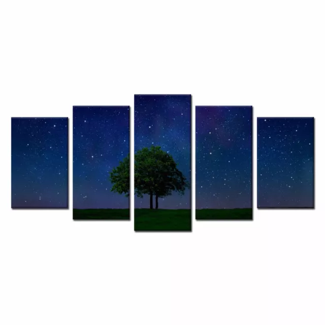 5 Panels Canvas Art Print Tree Under Sky Canvas Painting Wall Decor Art-No Frame