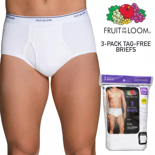FRUIT OF THE Loom® Fresh Men's White Briefs Underwear, 3 or 6 Pack