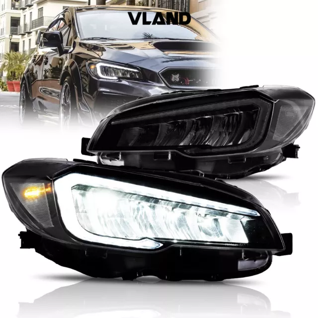 Full LED Headlights For 2015-2021 Subaru WRX Front Lamps w/ Clear Reflector