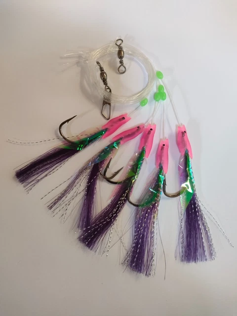 HOKKI RIGS 5 Hook Rig 1/0 – Fladen – Il Montaggio Letale Per La Pesca In Spiaggia E Barca – Rosa