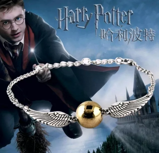 Harry Potter & The Philosophers stone Golden Snitch Quidditch Silver Bracelet 69