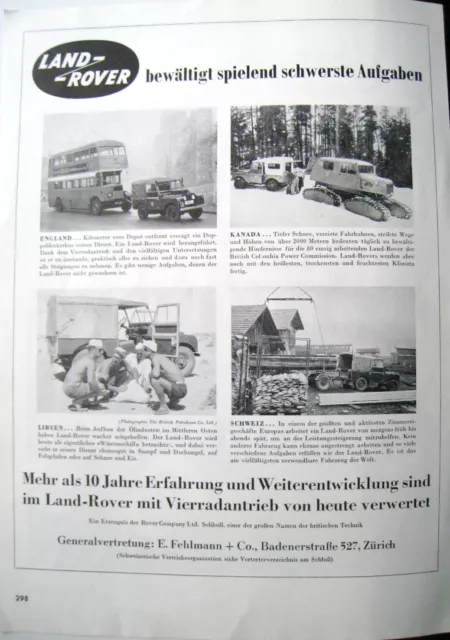 Originalwerbung Reklame 1960 Landrover und Ferrari