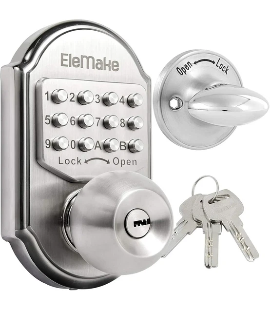MECHANICAL KEYLESS ENTRY Door Lock Digital Code Keypad Knob Combination