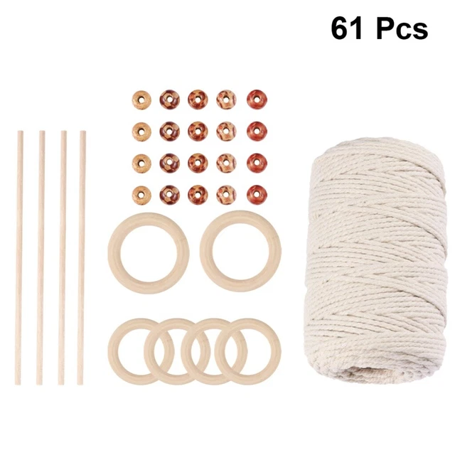 1 juego de kit de cuerda de macramé para principiantes kit de anillo de madera para macramé