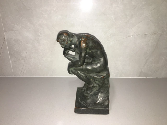 Antique Brass Thinking Man Bookends Statue Vintage BookEnds Door Stop