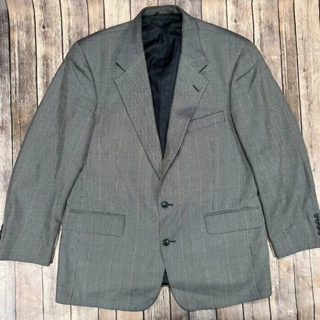 VINTAGE Burberrys Wool Sport Coat Blazer Mens 44R Grey Suit Jacket Two Button