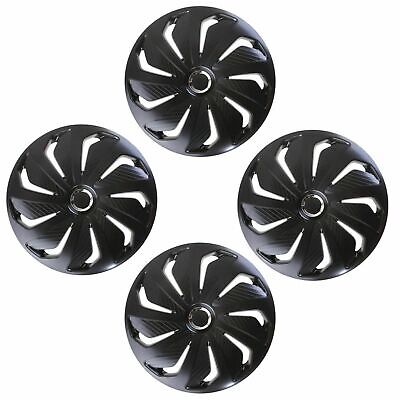 Wheel Trims 16" Hub Caps Wind Plastic Covers Set of 4 Black Fit R16