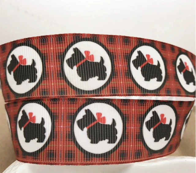 Ripsgrain Hund Scottie Hunderasse Tartan-Stil Terrier Band 1 Zoll 25 mm