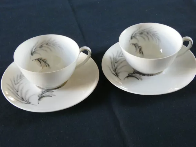 Duo TASSES CAFE THE anciennes porcelaine LIMOGES HAVILAND fin 19e décor gris &or