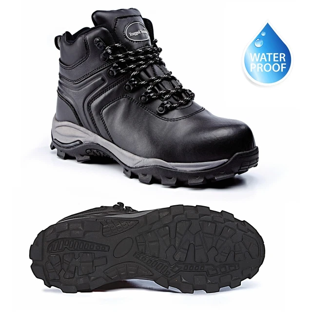 Mens S3 Leather METAL FREE Waterproof Safety Toe Cap Hiker Work Boots Shoes Sz