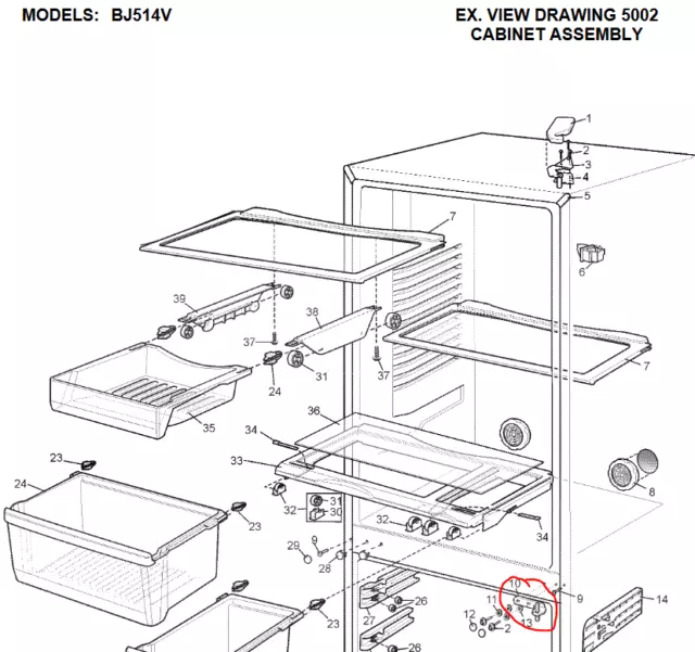 1461502 Westinghouse, Kelvinator Fridge RH Centre Door Hinge BJ383V N300F*11, 3