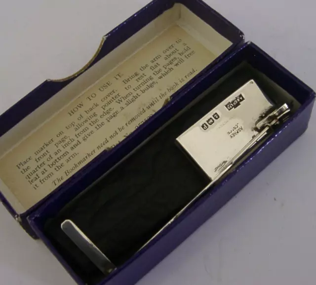 Rare Asprey Boxed English Sterling Silver Mechanical Bookmark 1939 Antique