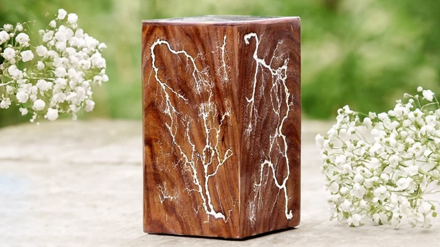 Caja de urna de madera | Caja de Urna de Epoxi y Palisandro | Urna De...