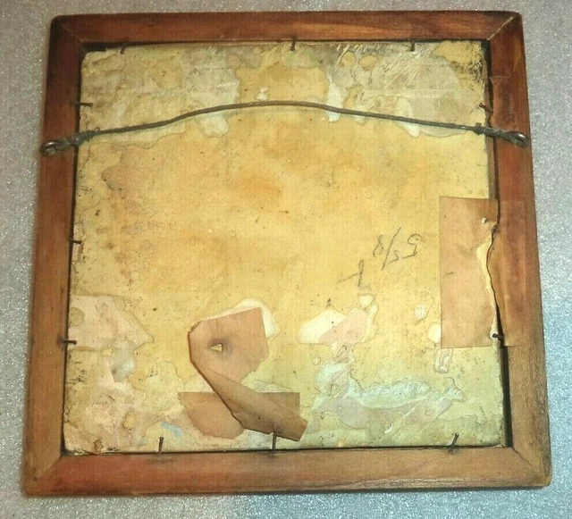 Vitré Ancien Art Carreau Ancien Maître Titan En Bois Cadre 2