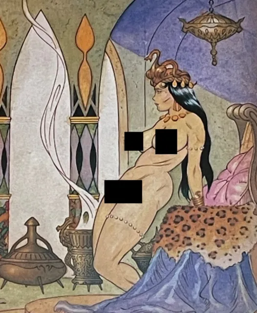Frank Frazetta Framed Vintage Fantasy Illustration "Queen La of Opar,"  10"x13"