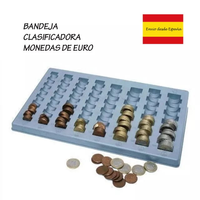 Bandeja de plastico para organizar y clasificar monedas de euro en la tienda