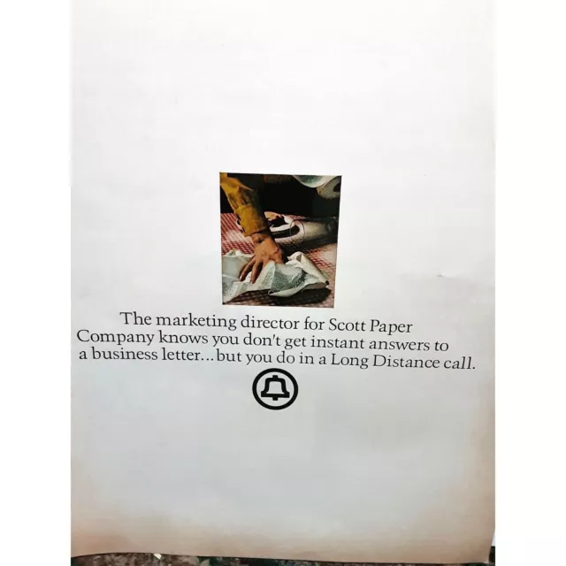 1972 Bell Telephone Long Distance Scott Paper Vintage Print Ad 70s