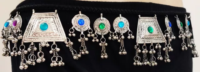 Belly Dance HipScarf Skirt Gypsy Medallion Jewelry Kuchi Statement VIntage Boho