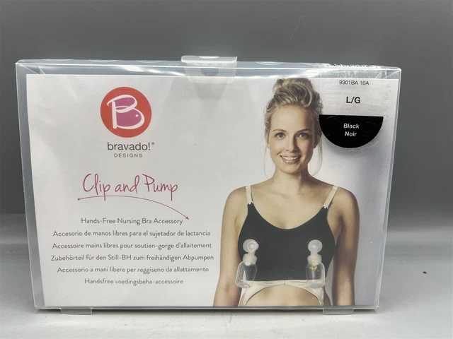 New Bravado Clip And Pump Hands Free Nursing Bra Accessory Black Large